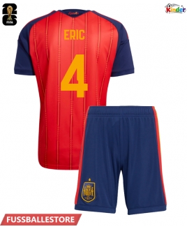 Günstige Spanien Eric Garcia #4 Heimtrikotsatz Kinder WM 2026 Kurzarm (+ Kurze Hosen)